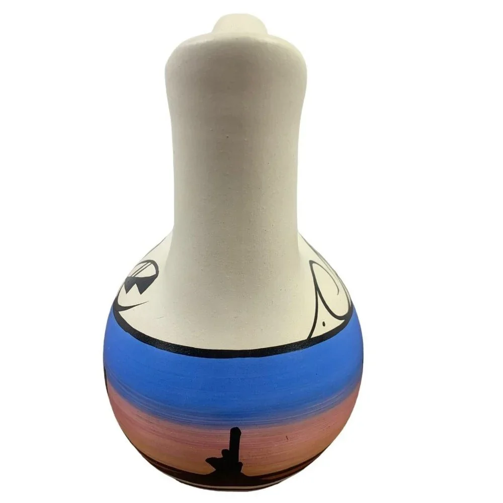 Navajo Clay Wedding Vase‎ Native American Signed Southwestern Sunset Desert 8